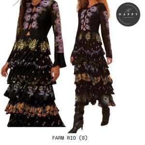 NWT FARM Rio Ruffled Printed Tiered Gown (S)